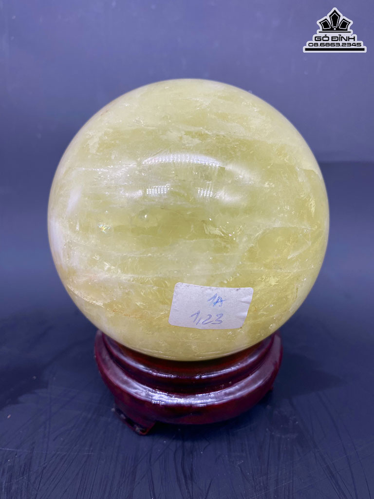 Bi Cầu Đá Thạch Anh Vàng Đường Kính 9,5 (cm) 1,23kg