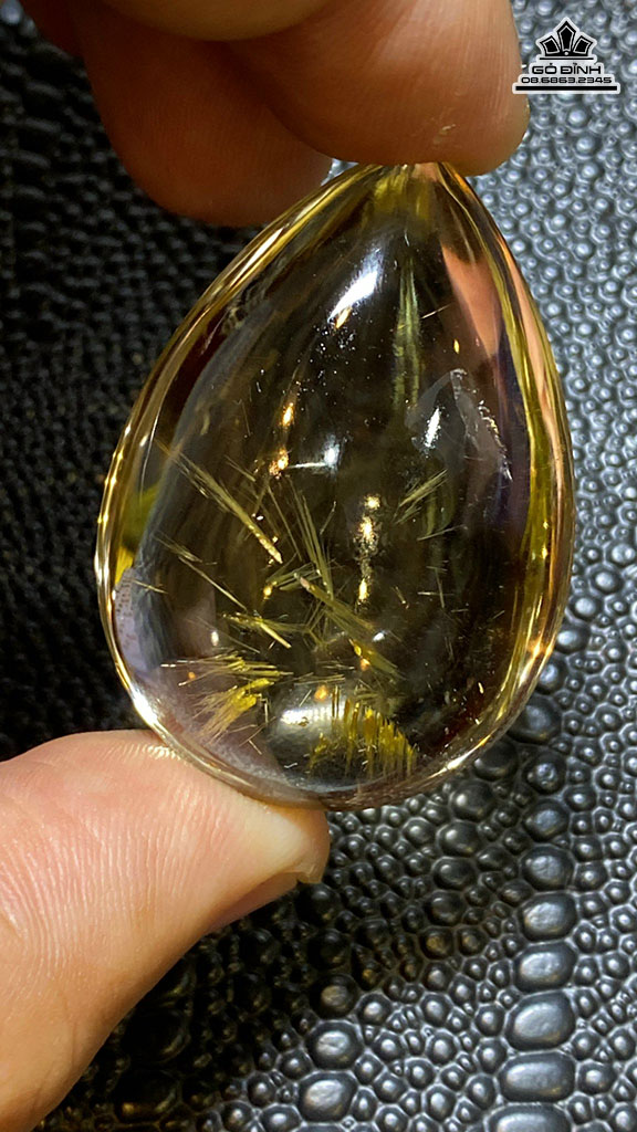 Mặt Dây Truyền Hình Giọt Nước Đá Thạch Anh Tóc Vàng Cao 43,8 Ngang 30,6 Dày 18 (mm) 28g