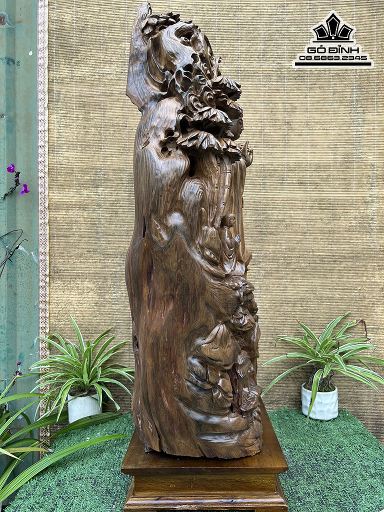 Tượng Nhất Tâm Bái Phật Gỗ Bách Xanh Cao 75 Ngang 33 Sâu 21 (cm)