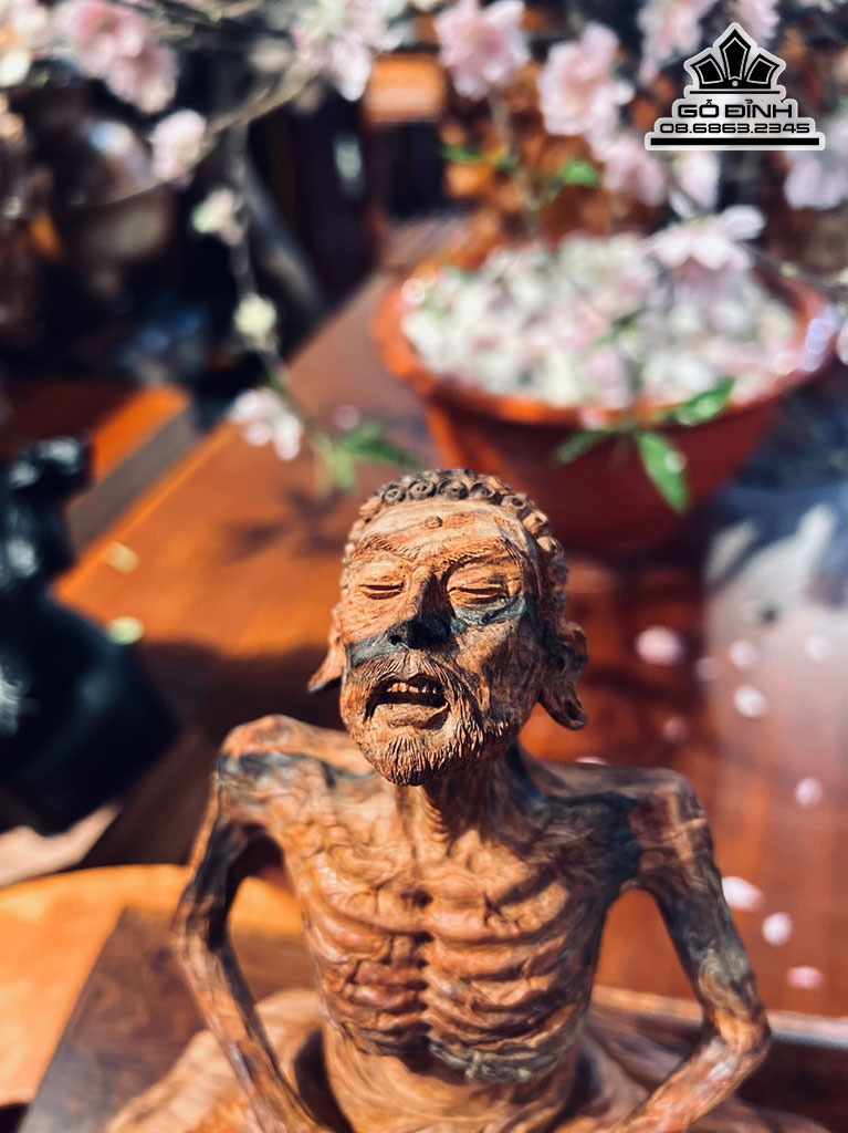 Tượng Phật Tuyết Sơn Gỗ Trắc Cao 25 Ngang 23 Sâu 13 (cm)