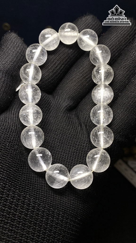 Vòng Tay Đá Thạch Anh Tóc Trắng Hạt 12 (mm) 42,3g