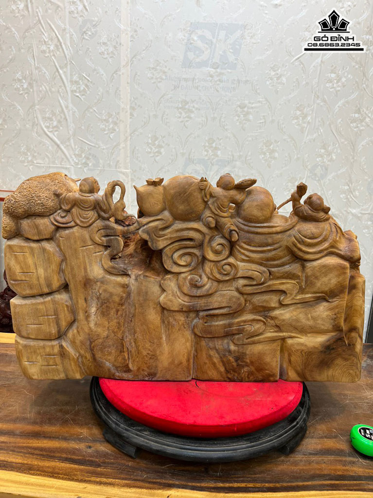 Tượng Phật Di Lặc Gỗ Nu Chun Sụn Ngọc Am Cao 46 Ngang 82 Sâu 35 (cm)