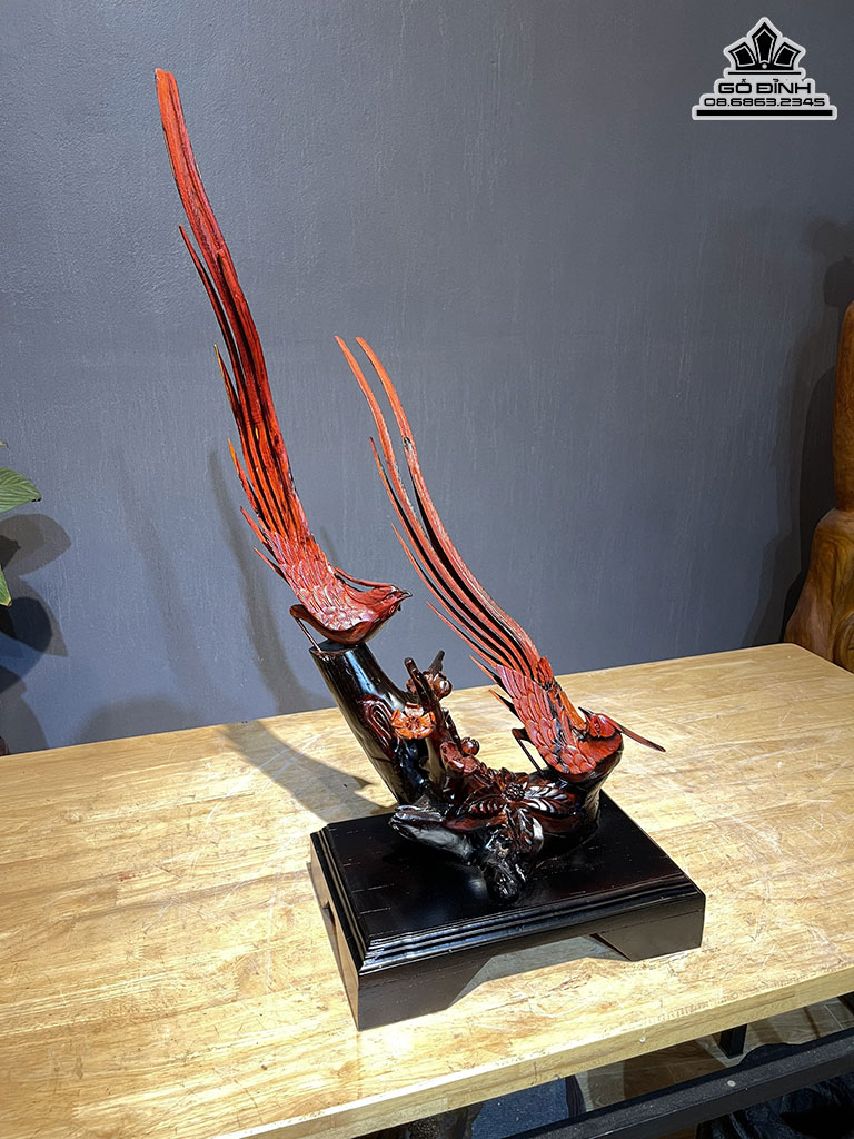 Tượng Chim Trĩ Gỗ Trắc Cao 70 Ngang 35 Sâu 40 (cm)