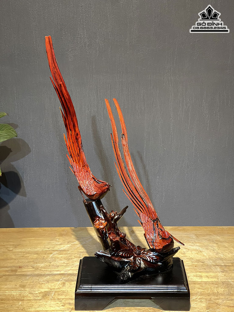 Tượng Chim Trĩ Gỗ Trắc Cao 70 Ngang 35 Sâu 40 (cm)