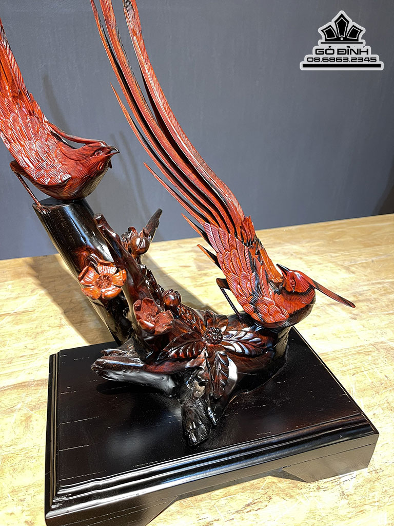 Tượng Chim Trĩ Gỗ Trắc Cao 70 Ngang 35 Sâu 40 (cm)