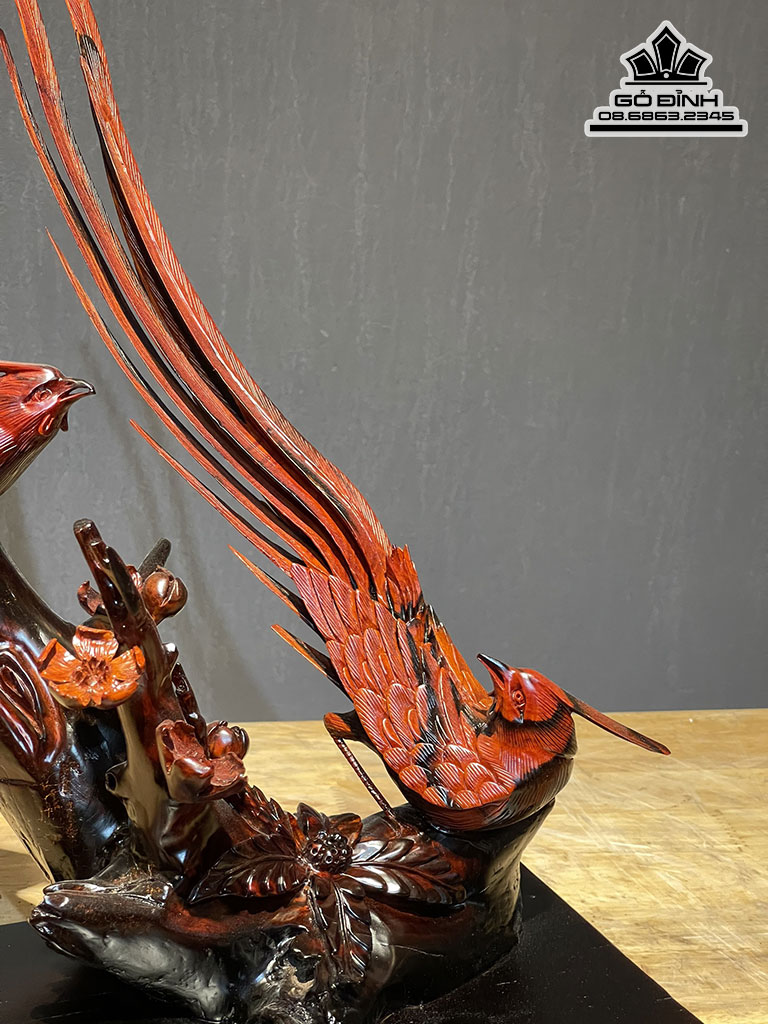 Tượng Chim Trĩ Gỗ Trắc Cao 70 Ngang 35 Sâu 40 (cm)