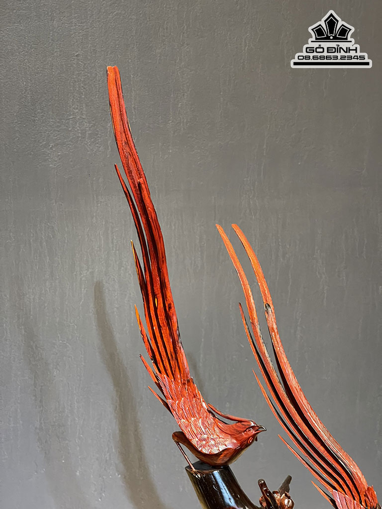 Tượng Chim Trĩ Gỗ Trắc Cao 70 Ngang 35 Sâu 40 (cm)