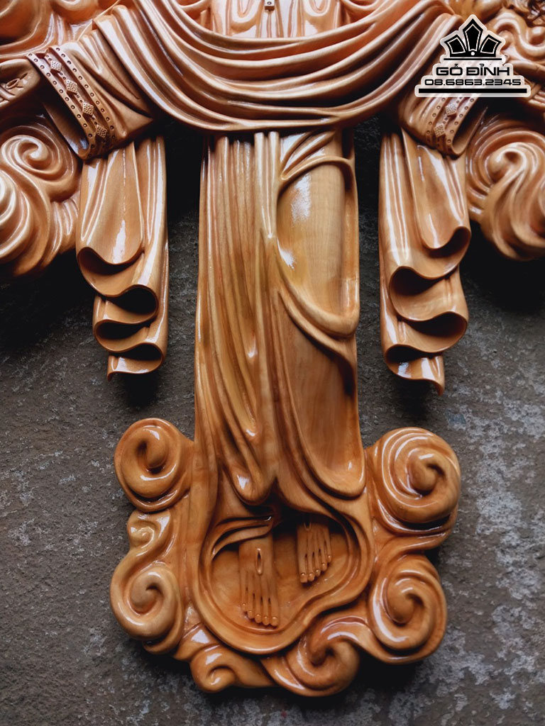 Tượng Chúa Phục Sinh Gỗ Trai Cao 90 Ngang 75 Sâu 12 (cm)