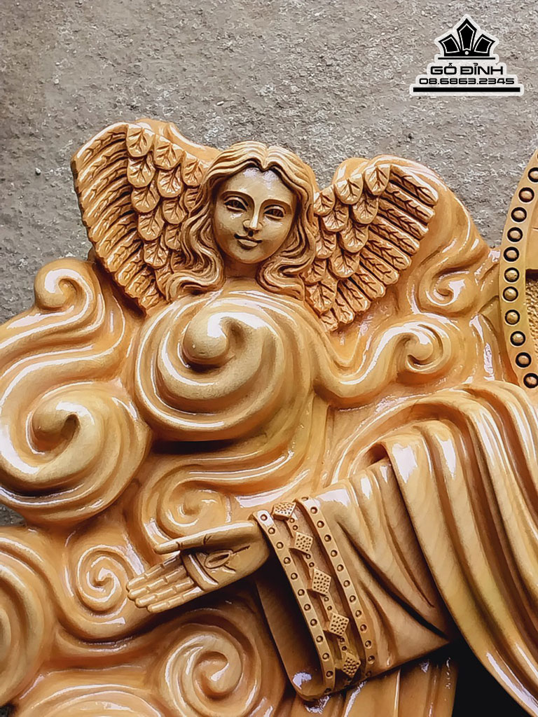 Tượng Chúa Phục Sinh Gỗ Trai Cao 90 Ngang 75 Sâu 12 (cm)