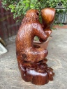 Tượng Khỉ Gỗ Hương Liền Khối Cao 30 Ngang 21 Sâu 15 (cm)