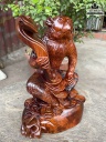 Tượng Khỉ Gỗ Hương Liền Khối Cao 30 Ngang 21 Sâu 15 (cm)