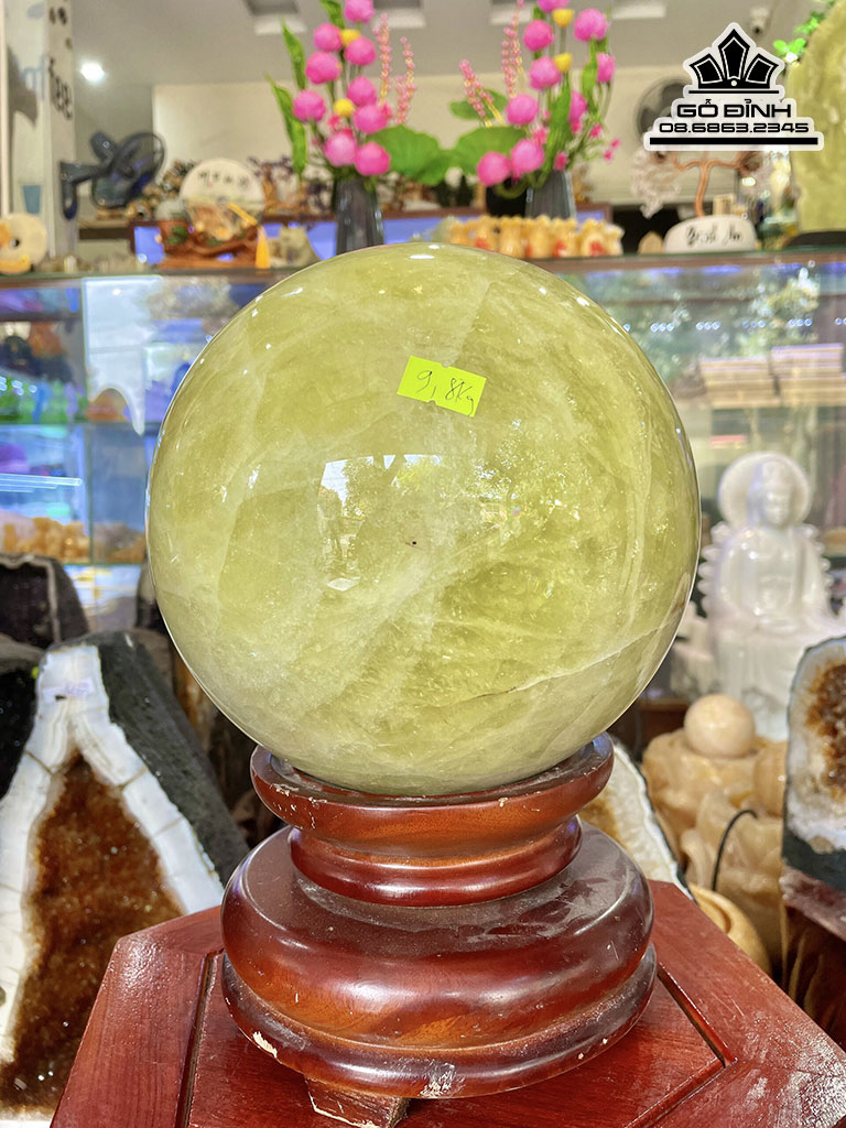 Bi Cầu Đá Thạch Anh Vàng Đường Kính 18 (cm) 9,8kg