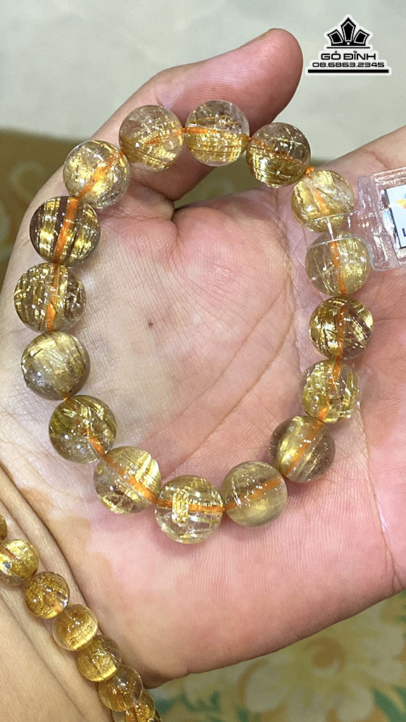Vòng Tay Đá Thạch Anh Tóc Vàng Hạt 13,7-12,55 (mm)