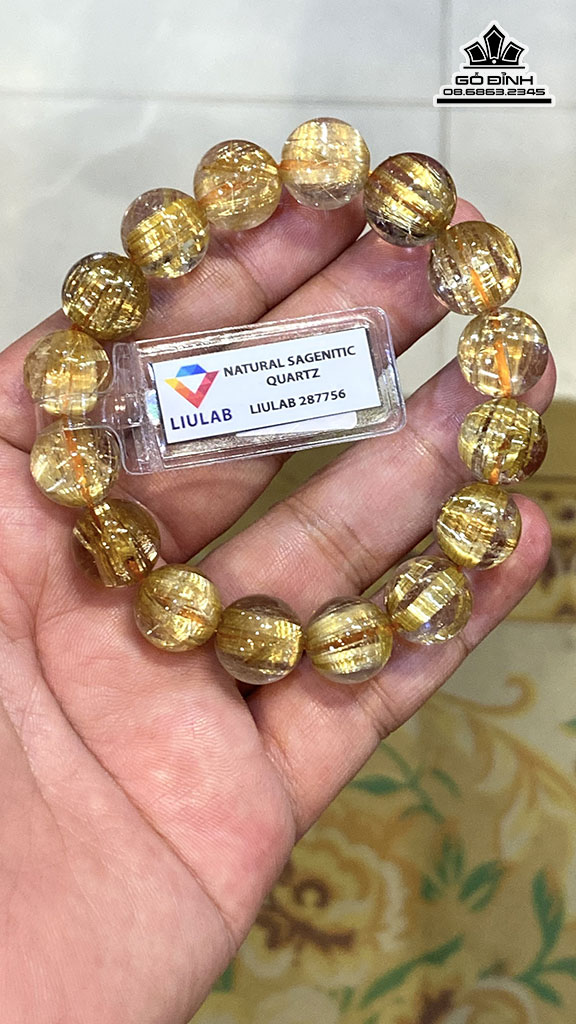 Vòng Tay Đá Thạch Anh Tóc Vàng Hạt 13,7-12,55 (mm)