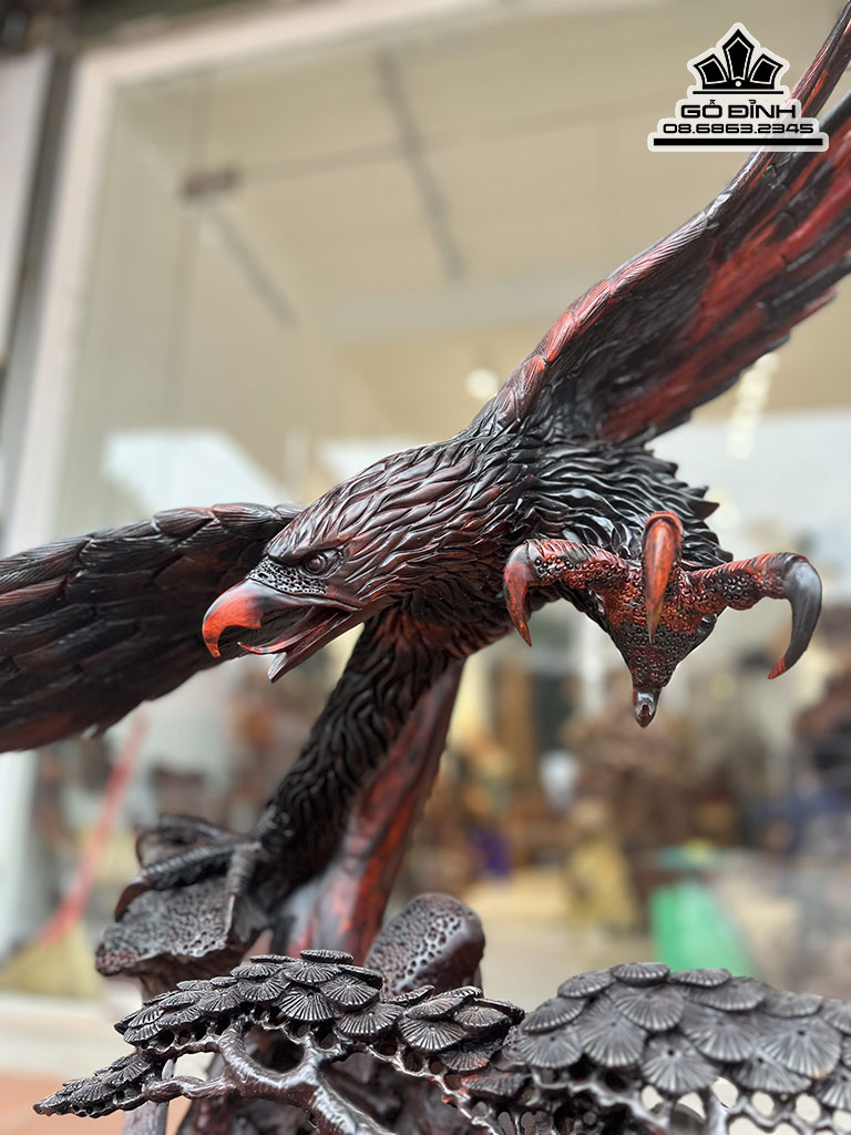 Tượng Đại Bàng Gỗ Trắc Cao 110 Ngang 90 Sâu 43 (cm)