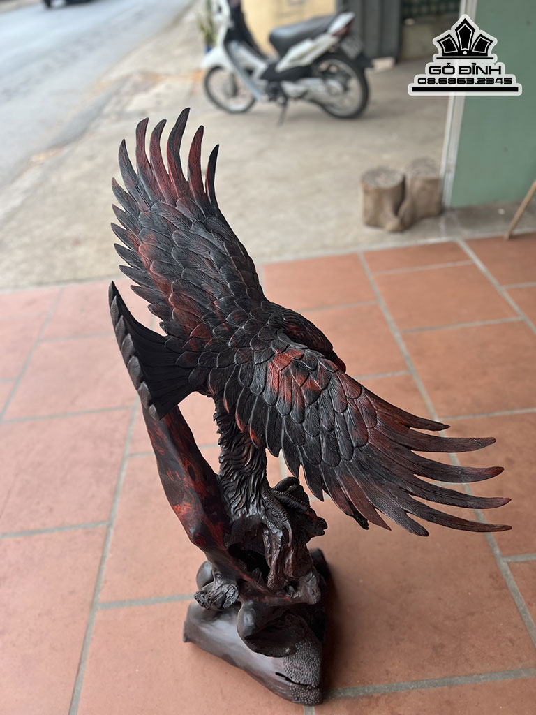 Tượng Đại Bàng Gỗ Trắc Cao 110 Ngang 90 Sâu 43 (cm)