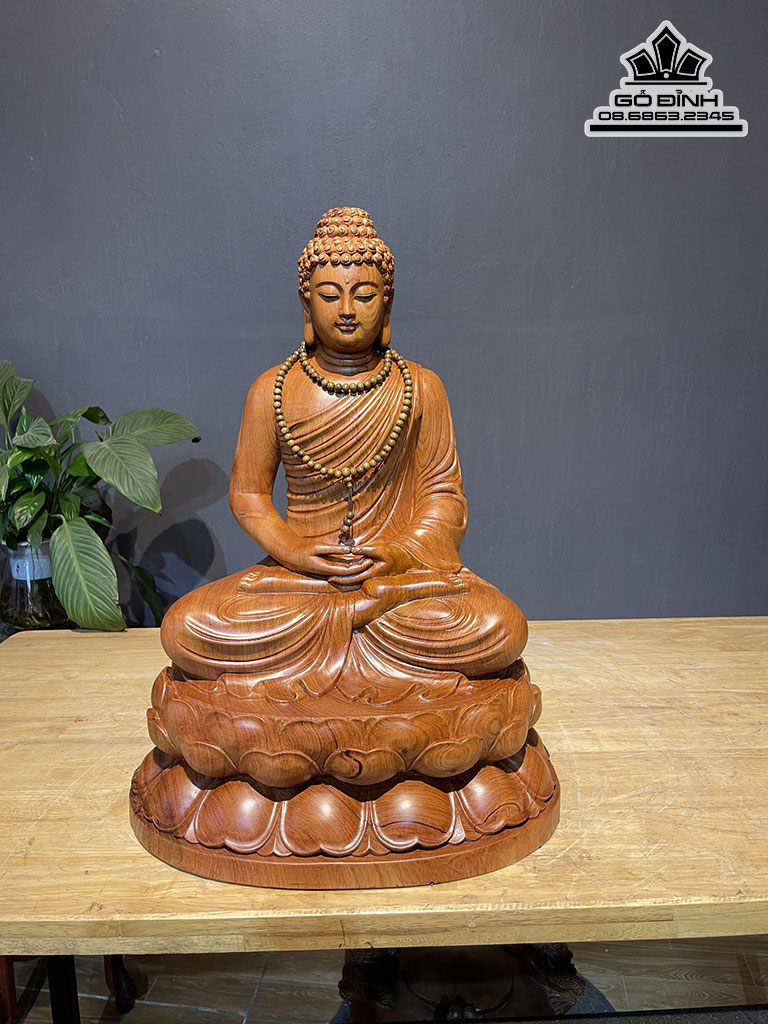 Tượng Phật Thích Ca Gỗ Hương Cao 50 Ngang 36 Sâu 30 (cm)