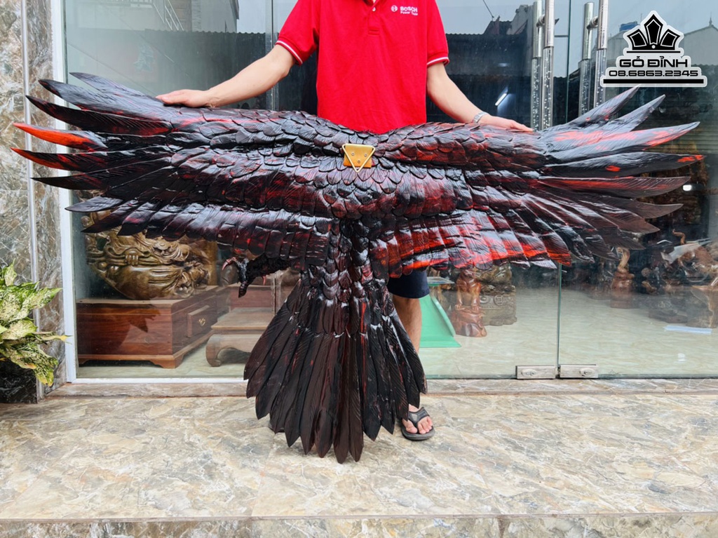 Tượng Đại Bàng Săn Mồi Gỗ Trắc Cao 102 Ngang 193 Sâu 72 (cm)
