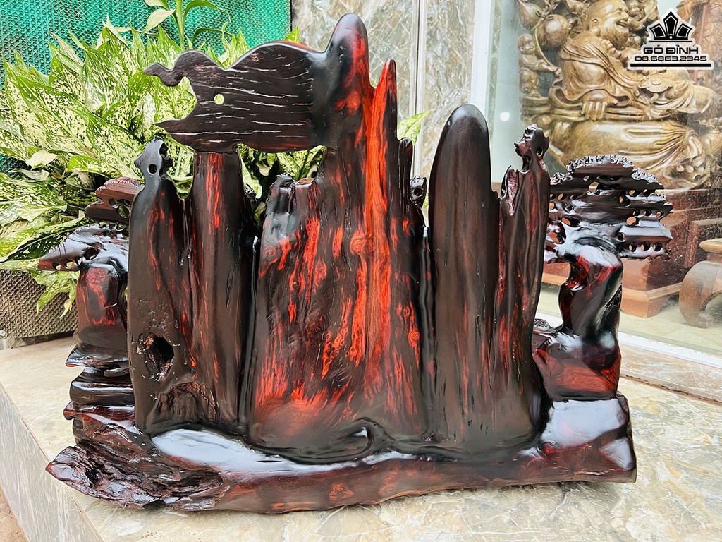 Tượng Tiểu Cảnh Gỗ Trắc Cao 51 Ngang 68 Sâu 30 (cm)