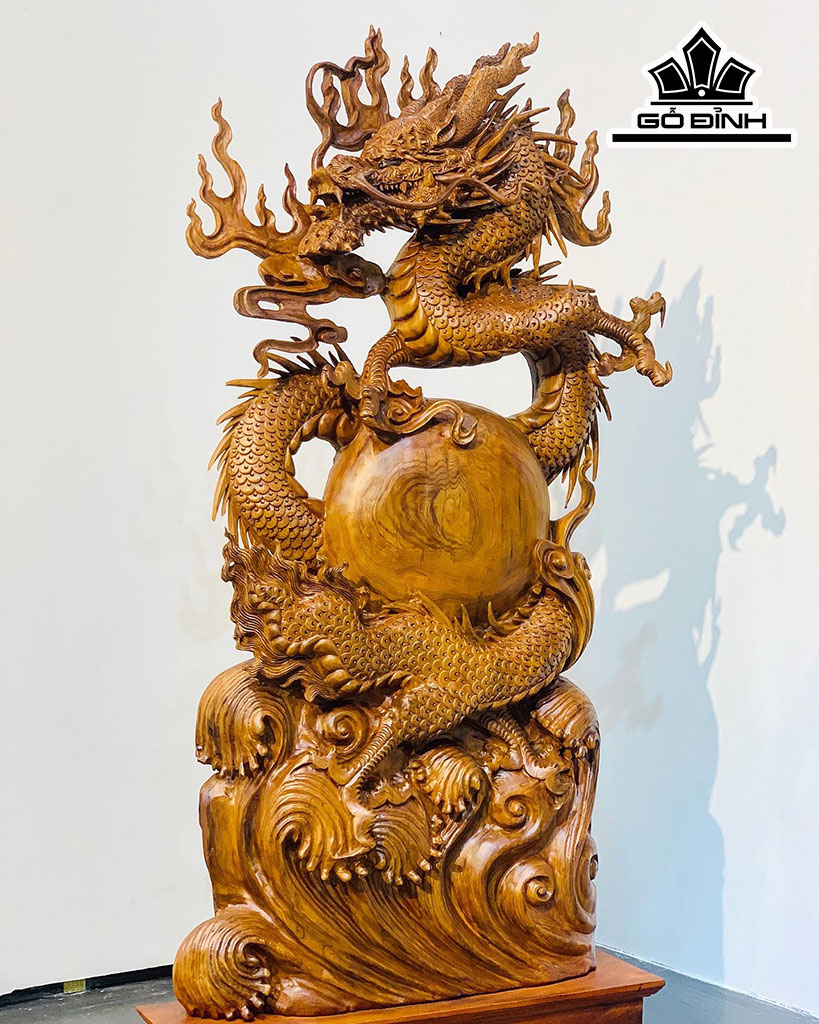 Tượng Nhất Long Gỗ Ngọc Am Cao 130 Ngang 52 Sâu 14 Kỷ Cao 160 (cm)