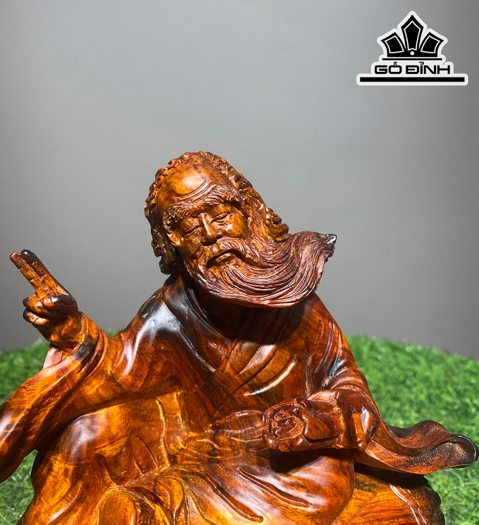 Tượng Lão Tử Gỗ Trắc Cao 20 Ngang 19 Sâu 10 (cm)