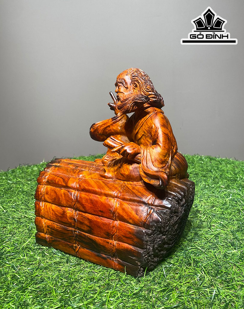 Tượng Lão Tử Gỗ Trắc Cao 20 Ngang 19 Sâu 10 (cm)