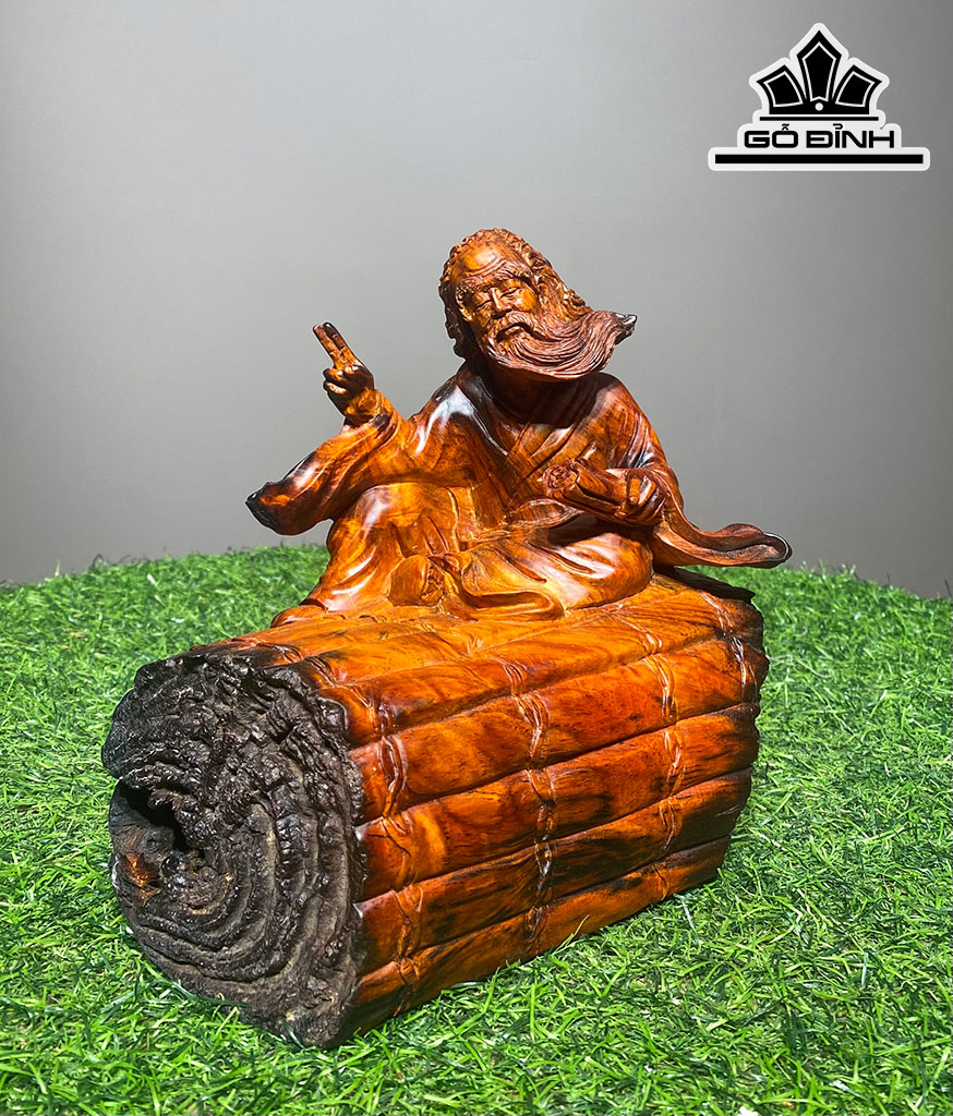 Tượng Lão Tử Gỗ Trắc Cao 20 Ngang 19 Sâu 10 (cm)