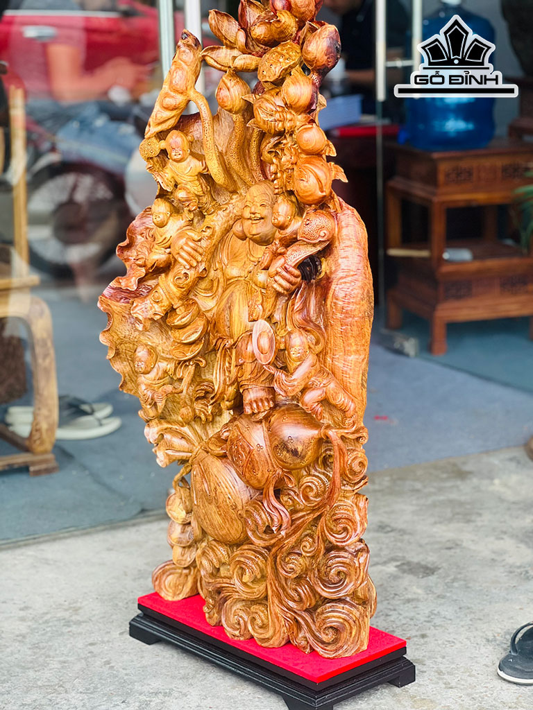 Tượng Phật Di Lặc Gỗ Hương Cao 105 Ngang 48 Sâu 24 (cm)