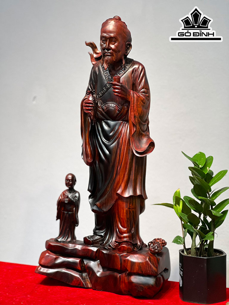 Tượng Thần Y Hoa Đà Gỗ Trắc Cao 68 Ngang 33 Sâu 16 (cm)