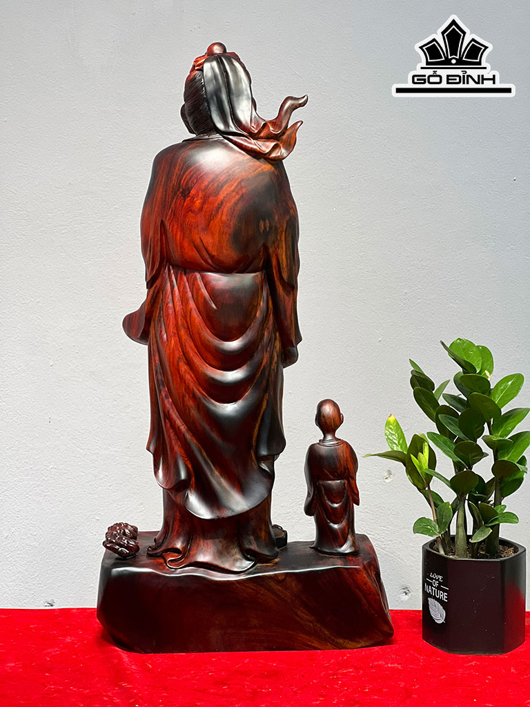 Tượng Thần Y Hoa Đà Gỗ Trắc Cao 68 Ngang 33 Sâu 16 (cm)