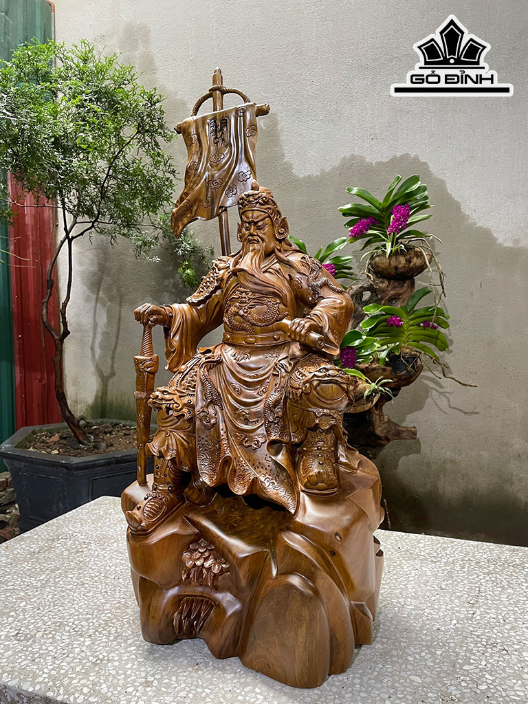 Tượng Gỗ Quan Công Gỗ Bách Xanh Cao 70 Ngang 40 Sâu 36 (cm)