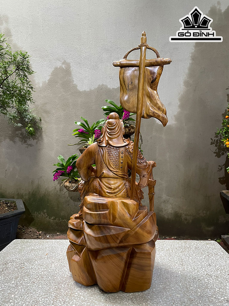 Tượng Gỗ Quan Công Gỗ Bách Xanh Cao 70 Ngang 40 Sâu 36 (cm)