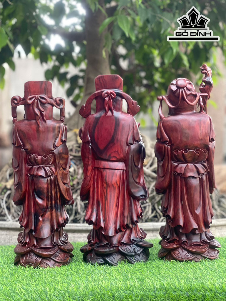 Tượng Phúc Lộc Thọ (Tam Đa) Gỗ Trắc Cao 42 Ngang 16 Sâu 14 (cm)