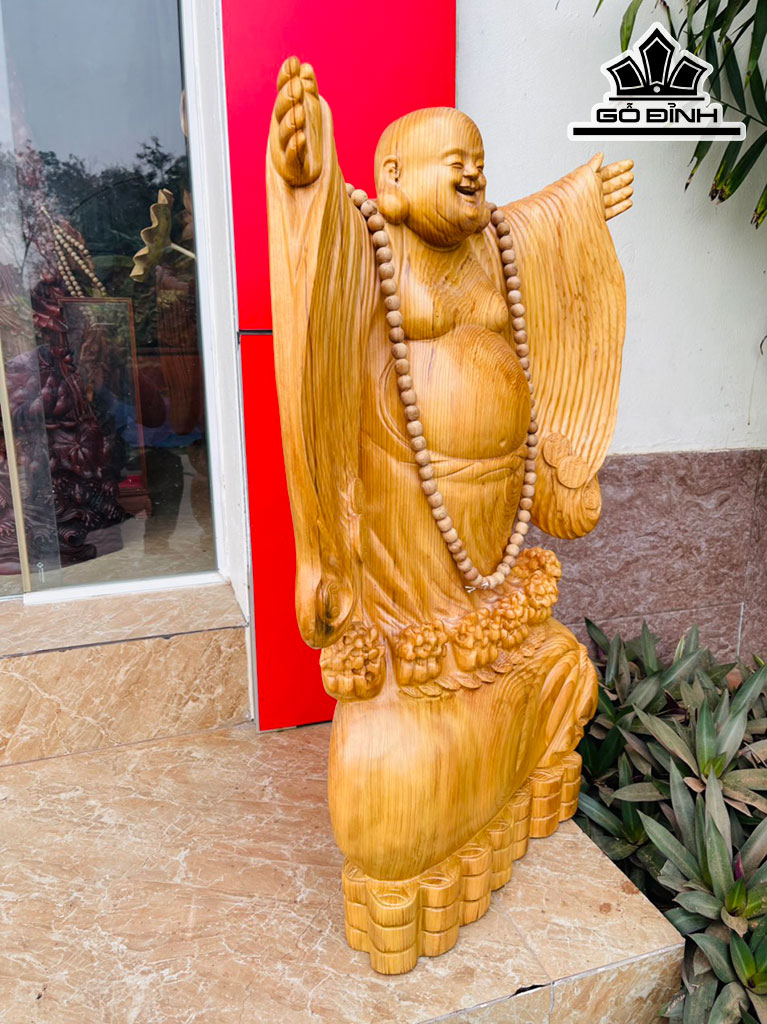Tượng Phật Di Lặc Gỗ Ngọc Am Cao 81 Ngang 50 Sâu 20 (cm)