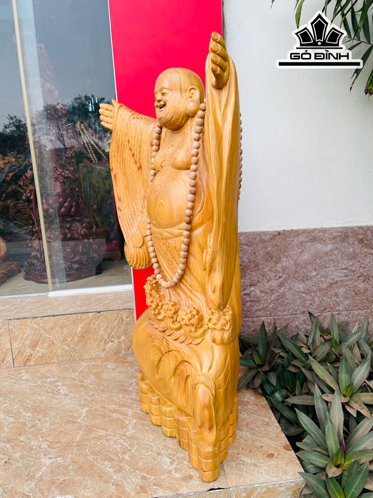 Tượng Phật Di Lặc Gỗ Ngọc Am Cao 81 Ngang 50 Sâu 20 (cm)