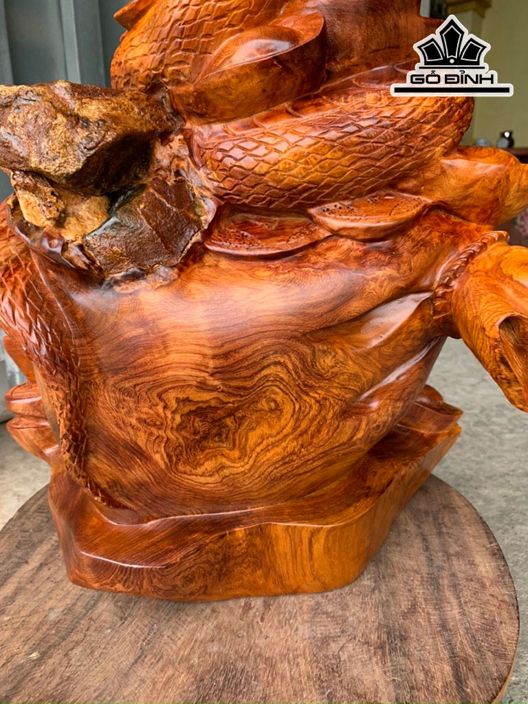 Tượng Rắn Phong Thủy Gỗ Hương Cao 64 Ngang 36 Sâu 29 (cm)