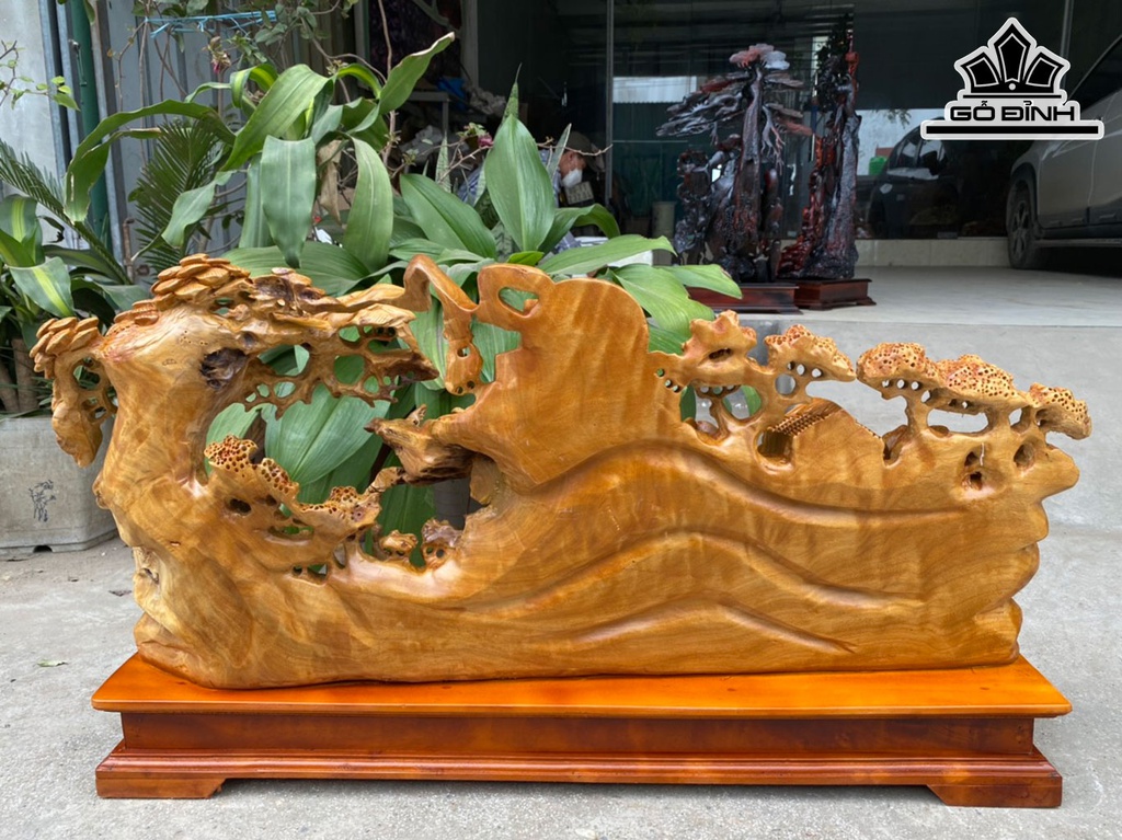 Tiểu Cảnh Làng Quê Gỗ Xá Xị Cao 48 Ngang 85 Sâu 23 (cm)