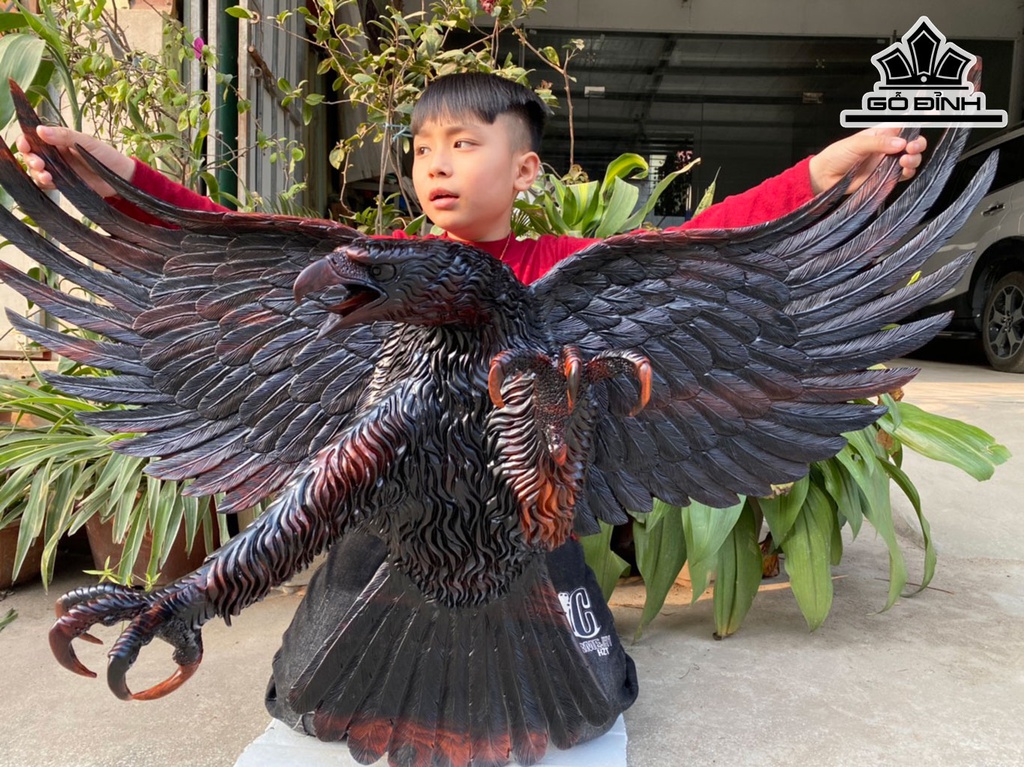 Tượng Đại Bàng Gỗ Trắc Cao 68 Ngang 102 Sâu 28 (cm)