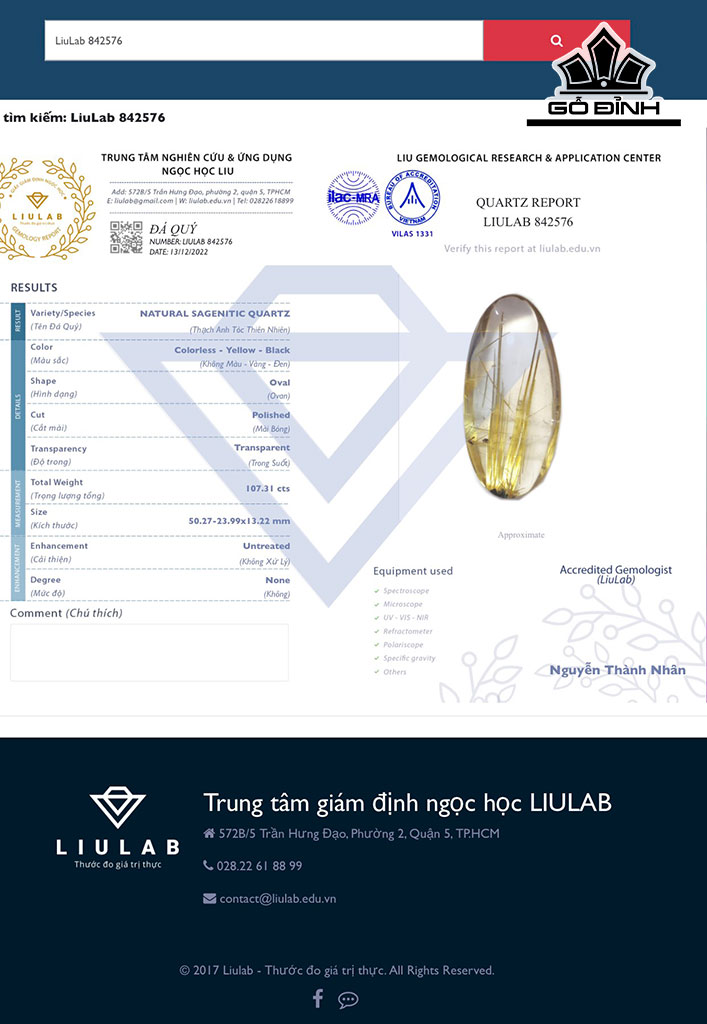 Mặt Trơn Đá Thạch Anh Tóc Vàng Cao 50,27 Ngang 23,99 Sâu 13,22 (mm)