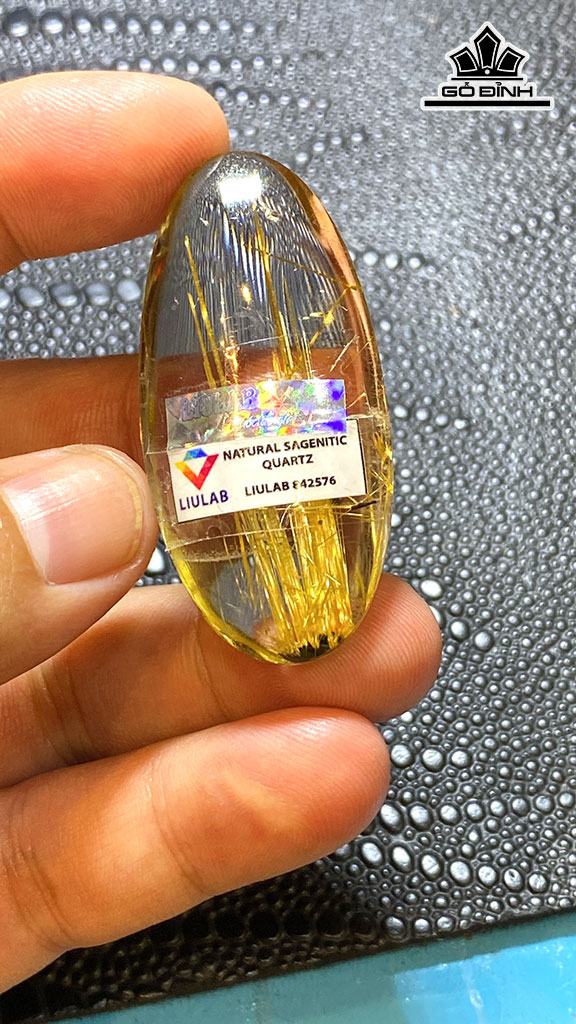 Mặt Trơn Đá Thạch Anh Tóc Vàng Cao 50,27 Ngang 23,99 Sâu 13,22 (mm)