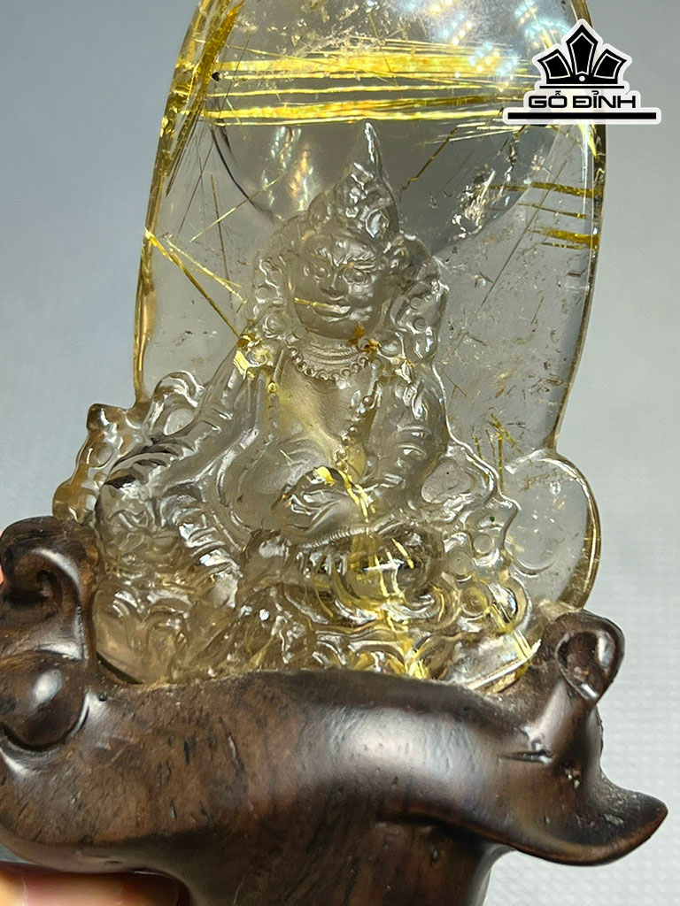 Tượng Hoàng Thần Tài Đá Thạch Anh Tóc Vàng Cao 83,9 Ngang 49 Sâu 19,7 (mm) 84,7g