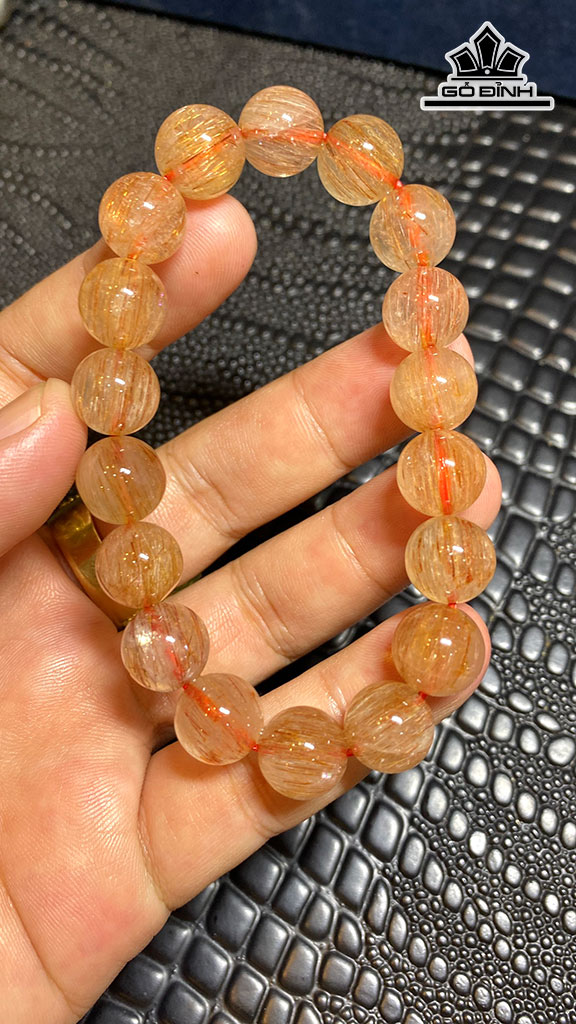 Vòng Tay Đá Thạch Anh Tóc Nâu Đường Kính Hạt 11,6 (mm) 39g