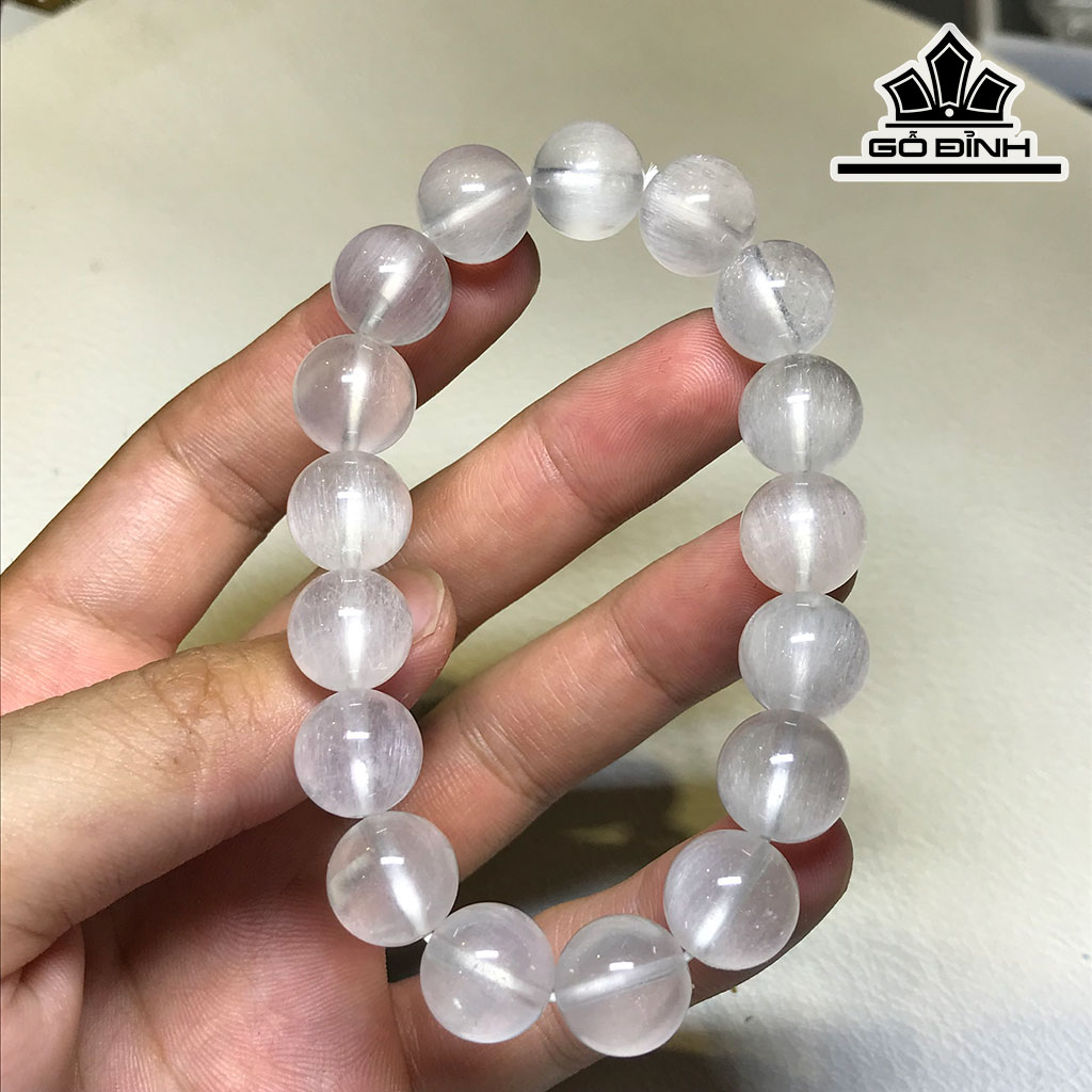 Vòng Tay Đá Thạch Anh Tóc Trắng Đường Kính Hạt 12 (mm) 41,2g