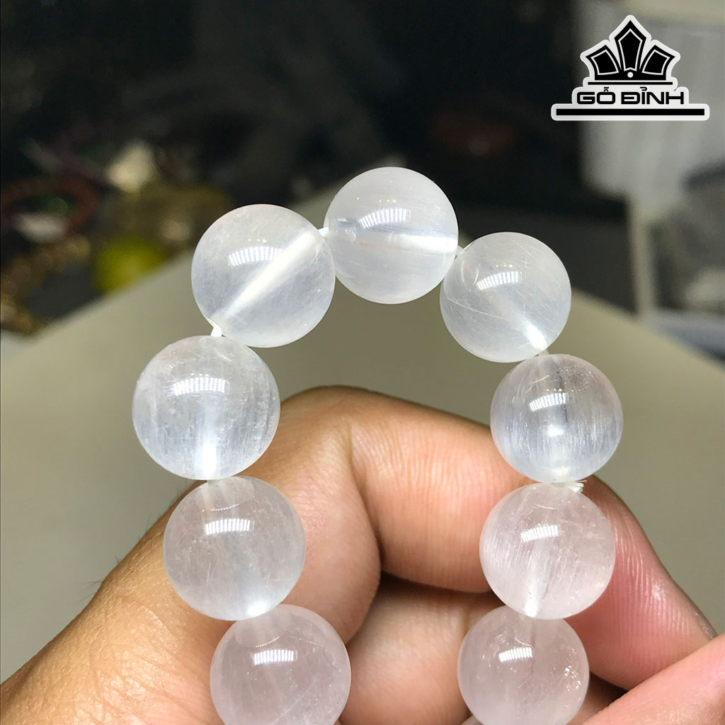 Vòng Tay Đá Thạch Anh Tóc Trắng Đường Kính Hạt 12 (mm) 41,2g