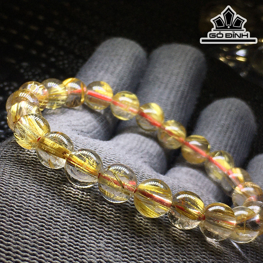 Vòng Tay Đá Thạch Anh Tóc Vàng Đường Kính Hạt 8,5 (mm) 20g