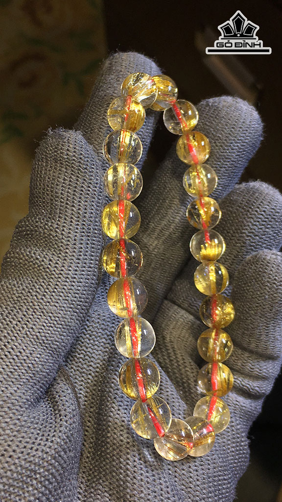Vòng Tay Đá Thạch Anh Tóc Vàng Đường Kính Hạt 8,5 (mm) 20g