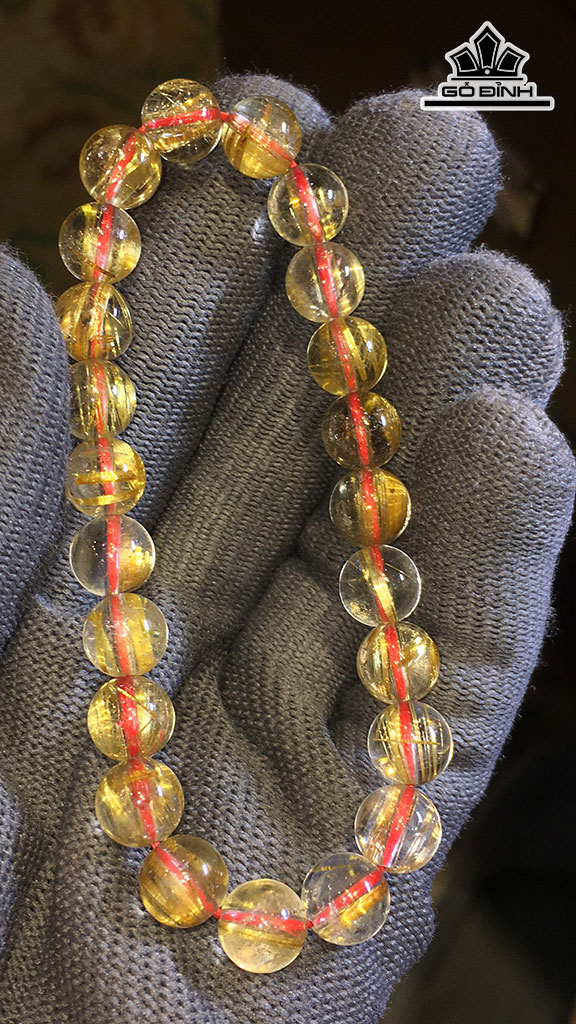 Vòng Tay Đá Thạch Anh Tóc Vàng Đường Kính Hạt 8,5 (mm) 20g