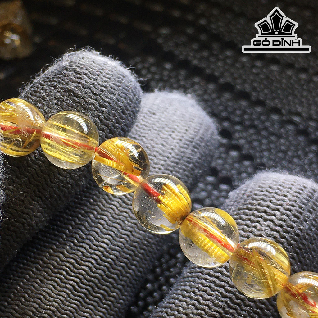 Vòng Tay Đá Thạch Anh Tóc Vàng Đường Kính Hạt 8,5 (mm) 20g