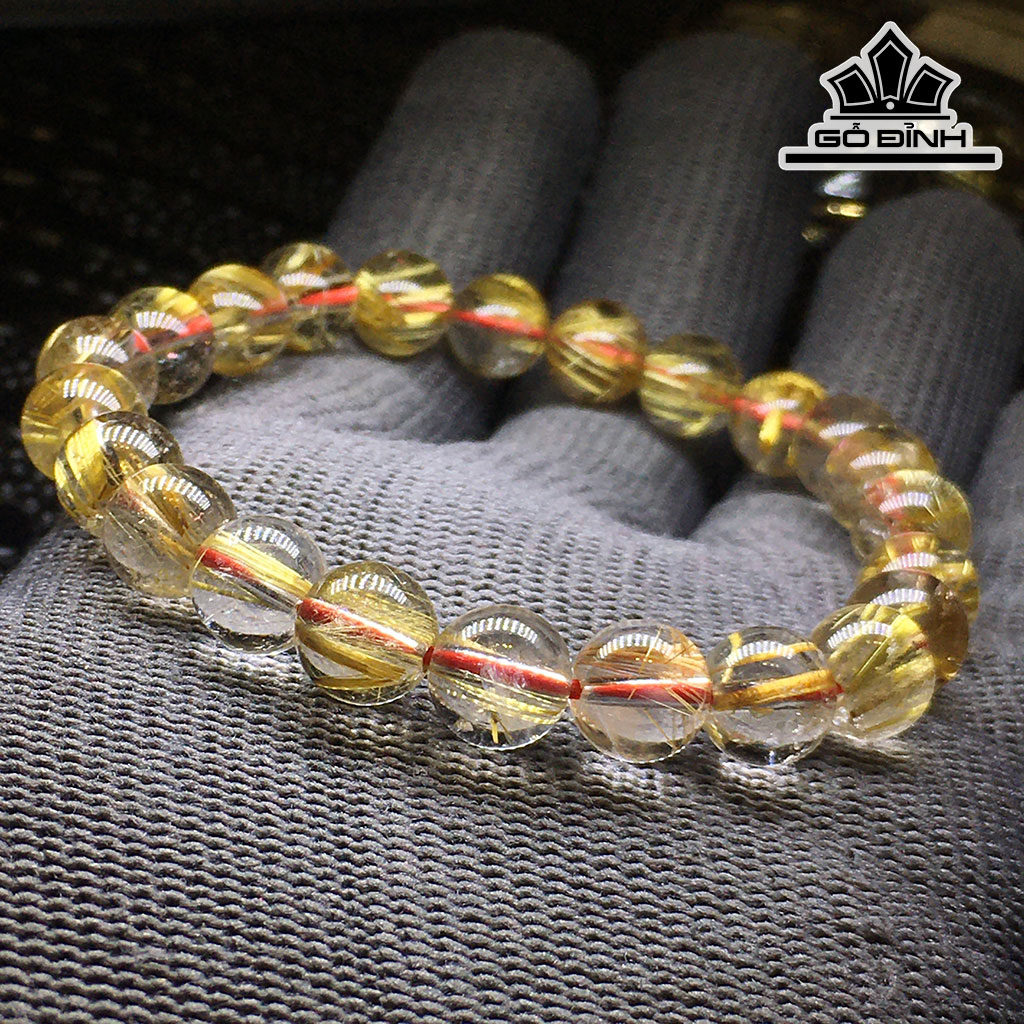 Vòng Tay Đá Thạch Anh Tóc Vàng Đường Kính Hạt 8,5 (mm) 20g