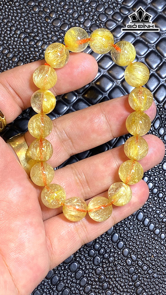 Vòng Tay Đá Thạch Anh Tóc Vàng Đường Kính Hạt 11,2 (mm) 35gr